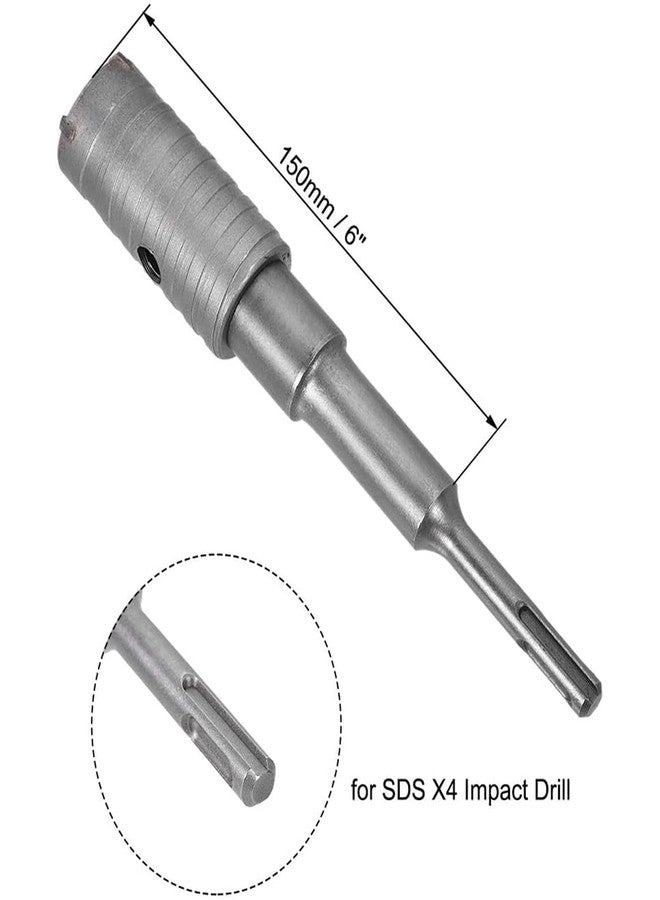 UpToDateTools Wall Hole Drill Bit 30mm Concrete Cement Stone Hole Saw Cutter 150mm Drilling Depth Round Shank with Connecting Rod Drill for SDS X4 Impact Drill - Image 2